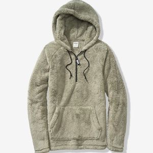 PINK 1/2 Zip Teddy Hoodie